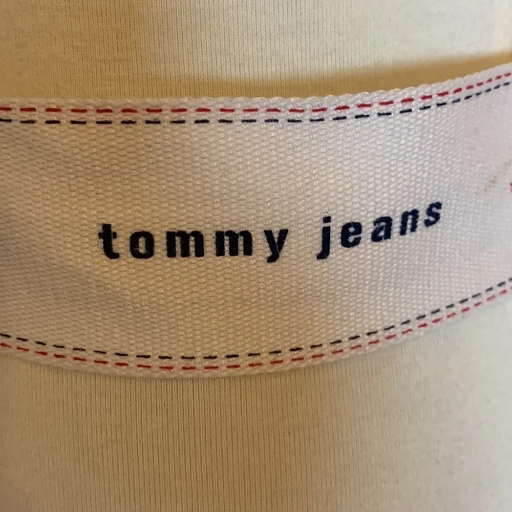 Tommy jeans white fabric / canvas belt with spellout